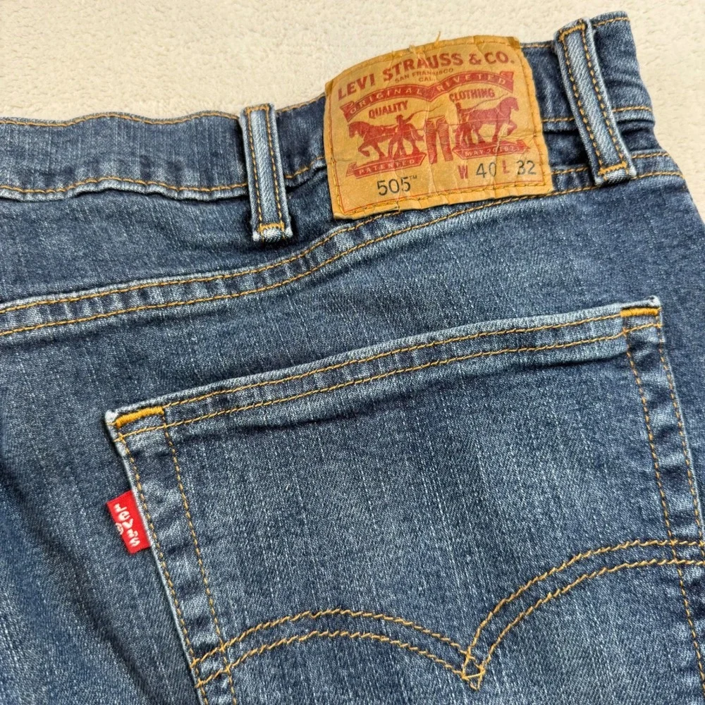 Levi's 505 Regular Fit Jeans Mens W40 L32‎ Blue Denim Classic Style